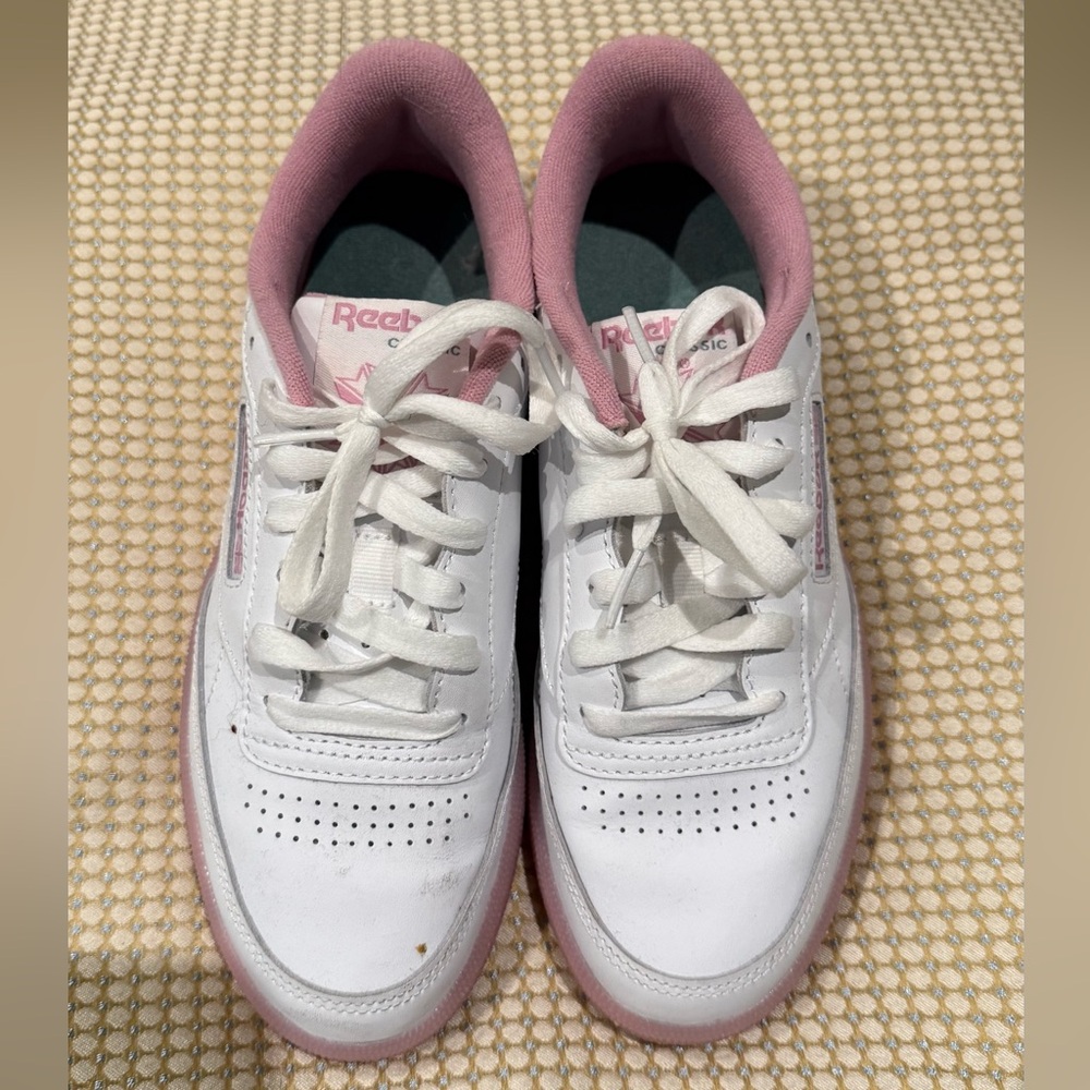 Reebok Women's White and Pink Sneakers